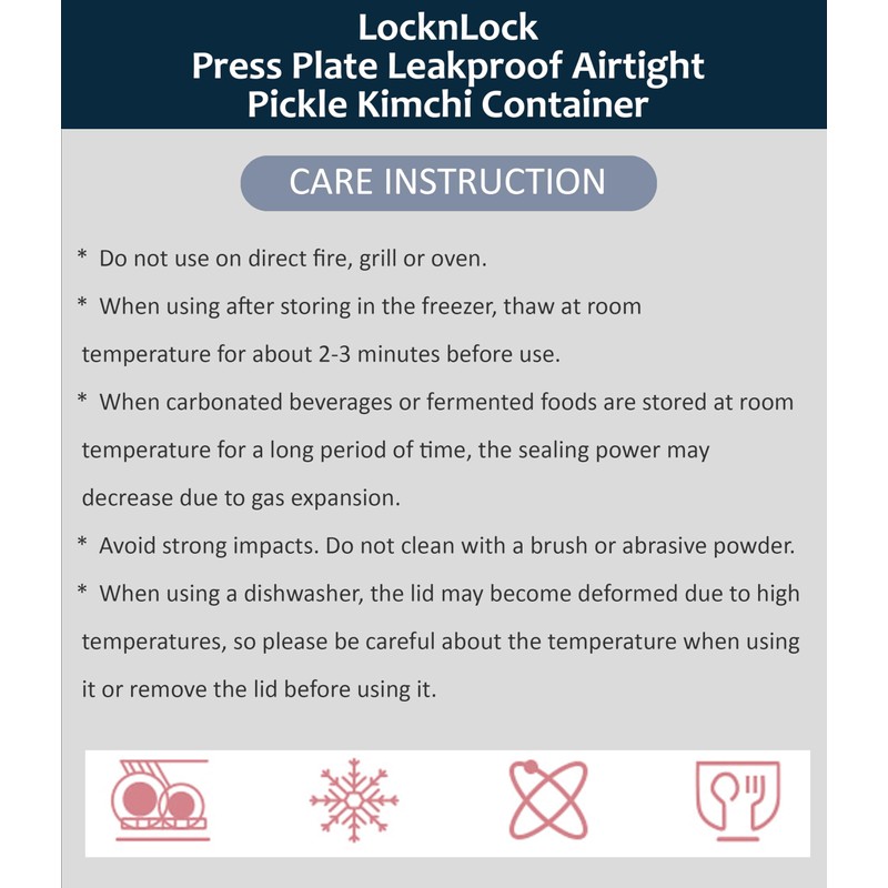 Lock & Lock BPA Free Rectangular Pickle Kimchi Press Ferment