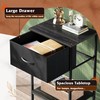 WLIVE Black Nightstand, Bedside Table with Fabric Storage Drawer, Open