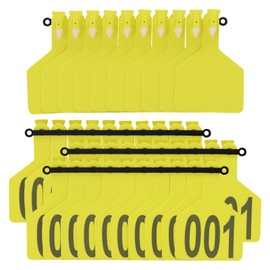 50Pcs Z Tags One-Piece TPU Large Size Cattle Ear Tags 001-050 Number Livestock Animal for Cattle Cows Pigs Goats Sheep Calf Animal Identification Tag (Yellow)