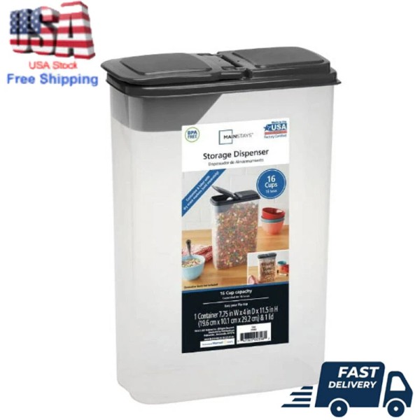 Unbranded 1-PCS 16-Cups Small Clear Plastic Cereal Dispenser Storage Food