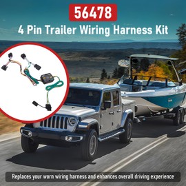 4-Pin Trailer Wiring Harness Compatible with 2014–2024 Ram ProMaster 1500, 2500, 3500, Vehicle-Side 4-Way Flat Connector Plug, Replace 56478