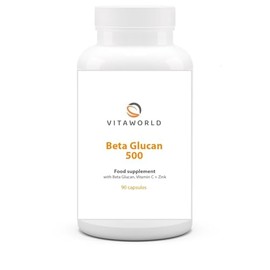 Pack of 3 Vita World Beta Glucan - Beta Glucan Capsules High Dose 500mg per Day (3 x 90 Vegan Capsules) - High Bioavailability with Vitamin C + Zinc - No Additives & Gluten