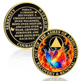 Butterfly in the Fire 1 Year Sobriety Coin, Recovery & Renewal AA Chip Medallion - Celebrate One Year Sober Milestone, Sobriety Gifts for Women Men, Alcoholics Anonymous Token