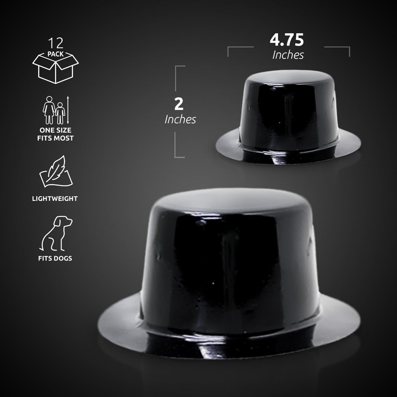 Windy City Novelties 12 Pack Black Mini Top Hats –