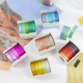 Syntego 30 Rolls Glitter Washi Tape DIY Washi Tape Japanese Colored Decorative Washi Tape Organizer Craft Washi Tape