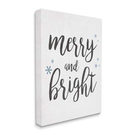 Stupell Industries Festive Merry and Bright Winter Phrase Snowflakes, Design by Anna Quach Canvas Wall Art, 36 x 48, Off-White