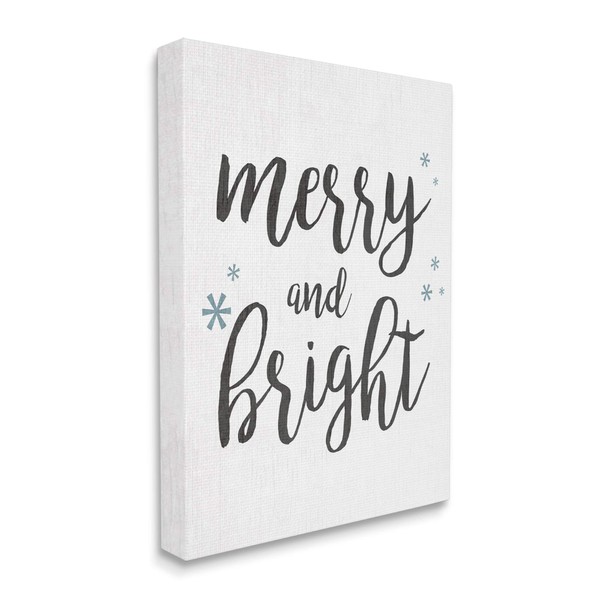 Stupell Industries Festive Merry and Bright Winter Phrase Snowflakes, Design
