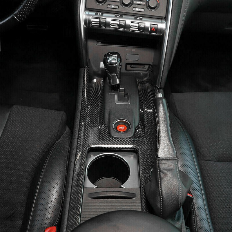 Carbon Fiber Center Console Gear Shift Cup Holder Panel Cover
