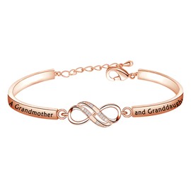 FEELMEM Family Jewelry Grandma Bracelet The Love Between Grandmother and Granddaughter is Forever Bracelet Nana Gifts (infinity -RG)