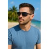 styleBREAKER Unisex Sunglasses Metal Half Frame UV400, Black/Grey