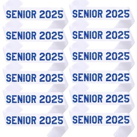 12PCS Senior Sash 2025 Glitter Letter Class of 2025 Graduation Sash Finally Graduated Cheerleader Party Decorations White Blue