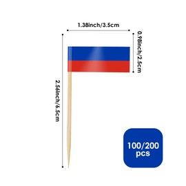 AhfuLife 100/200pcs Russia Toothpick Flags, Russian Cocktail Stick Flag for National Day Sandwich Food Cupcake Toppers Tableware World Cup Party Supplies Pub Royal Event Decor (100 Pcs)