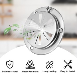 OGANAZI 2PCS BBQ Grill Smoker Exhaust Vent Stove Air Vent Damper for Adjusting Airflow, BBQ Smoke Grilling Air Vent Set, Stainless Steel Grill Vent Smoker Replacement Parts, JMUS20243414