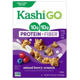 Generic Kashi Go.Cold Breakfast Cereal - Vegan Protein - Fiber Cereal - Mixed Berry Crunch - 17.7 Oz Box - Pack of 2