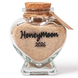 TUNGURIS Honeymoon Sand Keepsake Jar 2026，Bridal Shower, Wedding, Engagement, Honeymoon, Travel Gift for Couples, Newlywed, Fiance(Gift Box Includes) - 40ml Heart Shape Glass