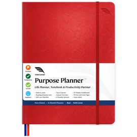 Purpose Planner B5 Undated Monthly Weekly Daily Productivity Journal 2024 Life Health Goal Setting Business Tool for Professionals Moms Academic Student Organizer Notebook (7.5”x9.8” Red Softcover)