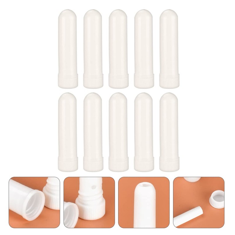 WOONEKY 10 Pack White Essential Oil Refillable Aromatherapy Tubes Compact