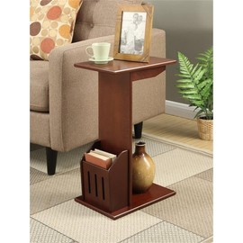 Convenience Concepts Designs2Go Abby C End Table 15" - Traditional C Couch Table, Classic Living Room Side Table with Magazine Holder, Family Room Sliding End Table, Mahogany