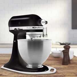 Acrylic Sliding Board with Handle | Glossy White | 38 x 22 cm for KitchenAid Classic | Artisan | High-Quality Teflon Glider for Effortless Moving and Rubber Feet for a Firm Stand | Made in Germany