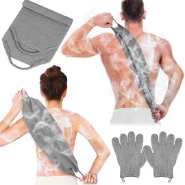 Anezus Que Obtendrás Paquete Viene Exfoliante Corporal Baño Par Guantes Color Gris Accesorios Perfectos Mujeres Hombres
