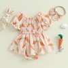 Lamuusaa Lamuusaa Newborn Baby Girl Easter Outfit Smocked Bunny/Carrot Romper