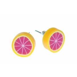 Miniblings Earrings Stud Pink Grapefruit Fruit Strips Blood Orange - Orange