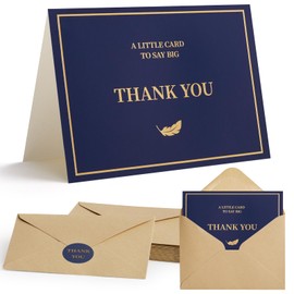 GAMSUNSTAR Thank You Cards with Envelopes and Stickers | Gold Foil Stamping, 300gsm Thick Paper & Secure Water-Activated Adhesive | Blank Notes for Wedding, Baby Shower, Small Business | 25 Pack