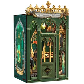 CUTEBEE Book Nook Kit - DIY Miniature House Dollhouse Booknook 3D Wooden Puzzle Library with Dust Protection and LED Light, Unique Bookshelf Decor & Gift for Adults (The Darkness Herbarium)