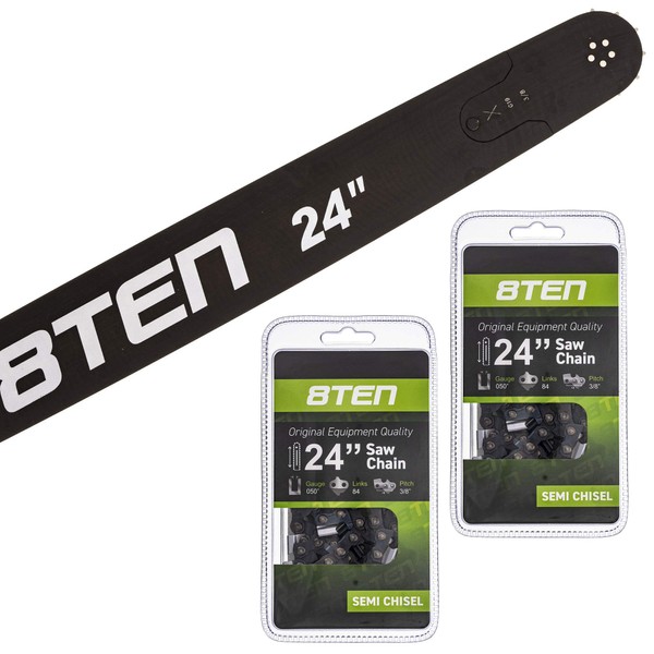 8TEN Chainsaw Guide Bar and 2 Chains for Stihl MS