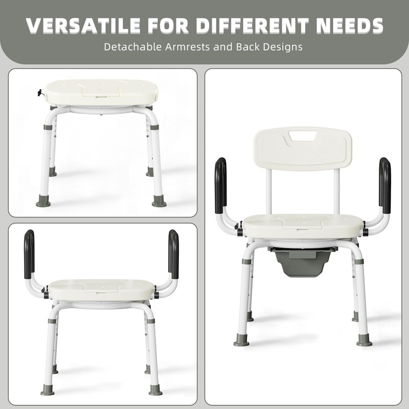 4 in 1 Bedside Commode for Seniors,Portable Toilet for Adults