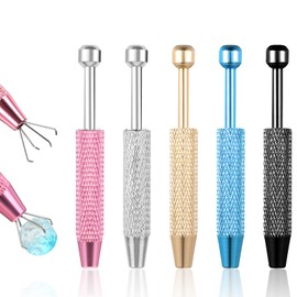 5PCS Piercing Tools for Changing Jewelry, Mini Stainless Steel 4-Claw Jeweler's Pick up Tool Piercing Ball Grabber Tool for Ic Chip Electronic Components Small Parts(2.47×0.31 Inches, 5 Colors)