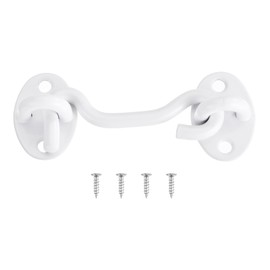 sourcing map 3 Inch Hook and Eye Latch, Barn Door Lock Privacy Hardware Stainless Steel Gate Lock for Window Cabin Hooks Sliding Door Bedroom Bathroom, White