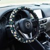 Embroidered Flowers Black Cute Daisy Steering Wheel Cover Auto Anti-Slip