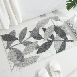 Gibelle Grey Bathroom Rug Set, Non-Slip Strong Water Absorbent Plush Microfiber Bath Mat Set, Machine Washable Cute Bathroom Shower Floor Mat Indoor Doormat 2 Piece (18"x26"+18"x26")