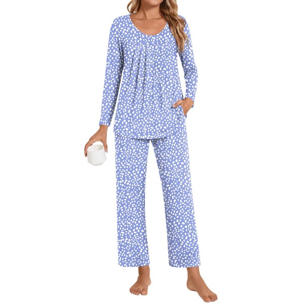 Findsweet Pajamas Sets for Women Soft Long Sleeve Pjs Top