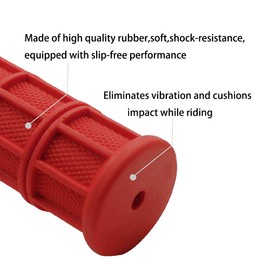 Worldmotop Motorcycle Handlebar Grips Non-Slip Soft Rubber Grips Handlebar with 7/8" 22mm 24mm Replacement for All Off Road ATV Dirt Bike, Bike Handle Grips(red)