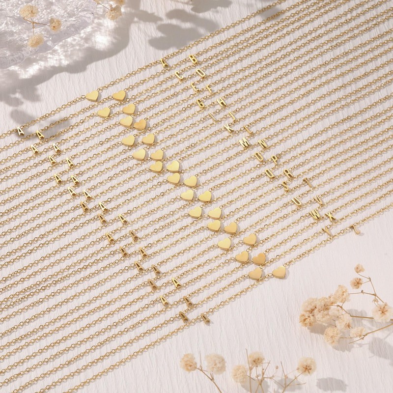 JSJOY Gold Heart Letter Necklace for Girlfriend Letter A-Z Cute