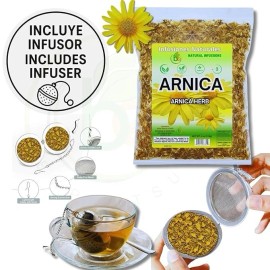BEXPERTSUSA Store Arnica Flor Herbal Tea – 4 oz (113g) Loose Leaf + Stainless Steel Tea Infuser