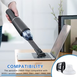 KEEPOW Vacuum Filter Replacement Compatible with BISSELL AeroSlim Cordless Handheld Vacuum 29869, 29861, 29867, 29868, 2986, Part# 1624405, 4 Pack…