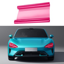 RGOAANC 12×48 Inches Car Light Tint Film, Light Self-Adhesive Tint Film, Auto Taillight Vinyl Wrap Film, Car Accessories Light Headlight Cover Protection Film Universal for Vehicles (Pink)