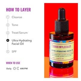 Good Molecules Ultra-Hydrating Facial Oil 13ml / 0.44 Oz - Moisturizing, Antioxidant, Fatty-Acids, For Dry Skin, Dehydration, Acne - Natural Skin Care For Face With Sea Buckthorn And Camellia Oil