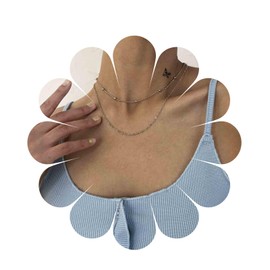 Yheakne Boho Layered Satellite Choker Necklace Silver Ball Chain Necklace Short Collar Necklace Vintage Double Layer Necklace Jewellery for Women and Girls Gifts (Silver), Metal