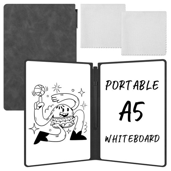 2PCS Portable Small WhiteBoard Dry Erase Notebook, 9.5 * 6.6in