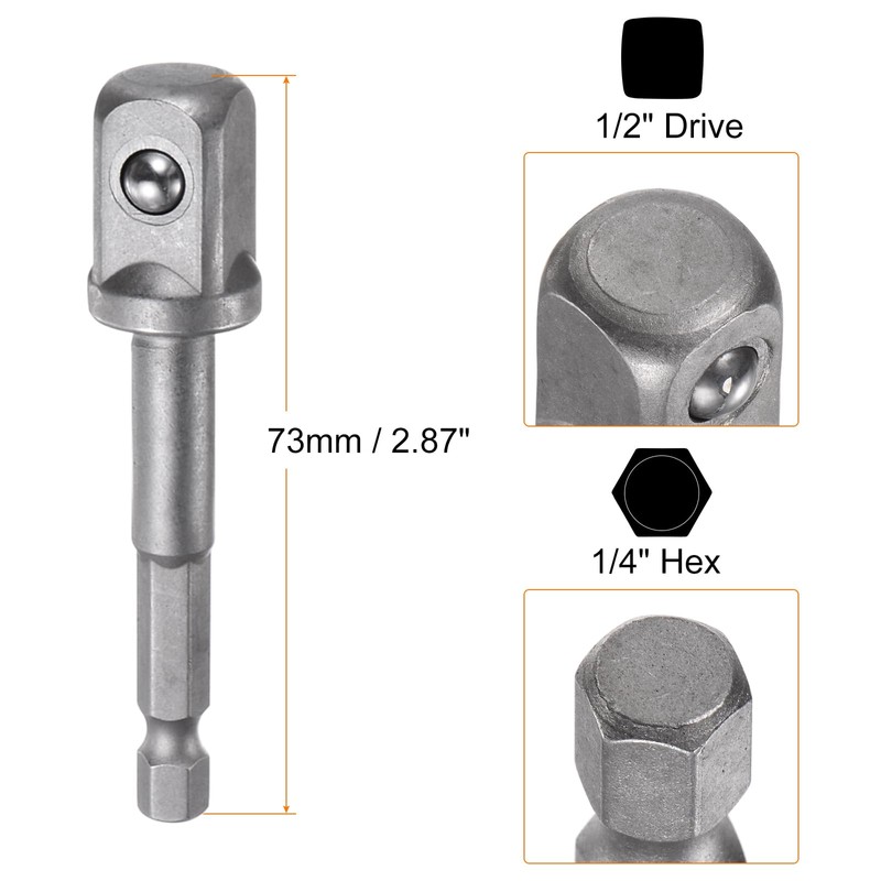 sourcing map Deep 6-Point Impact Socket 1/2" Drive 8mm Metric