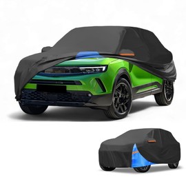 Partuto All-Weather Waterproof Car Cover - UV-Resistant Outdoor Full Exterior Protection for Vauxhall Mokka 210D-PU Black Blue with Right Side Zipper
