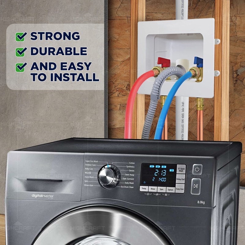 Highcraft TC300 Replacement Washing Machine Outlet Box with Faceplate White