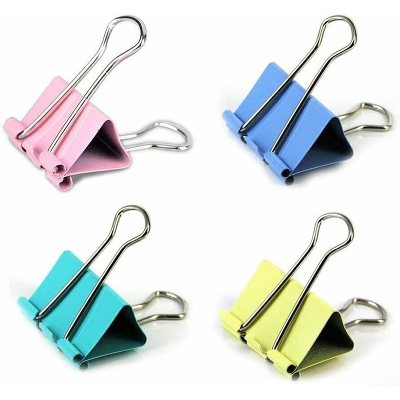 Assorted Colour Foldback Clips Paper Binder Clamps Clips Colour for
