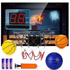 TREYWELL Basketball Hoop Indoor for Kids and Adults Door Room Basketball Hoop Mini Hoop with Electronic Scoreboard, 3 Balls and 3 Batteries Basketball Toys for 5 6 7 8 9 10 11 12