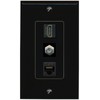 RiteAV 1 Port Coax Cat6-Ethernet HDMI Wall Plate - 1 Gang [Black/Black]