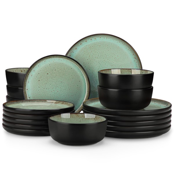 vancasso Plates and Bowls Sets, 18 Pieces Stoneware Dinnerware Sets
